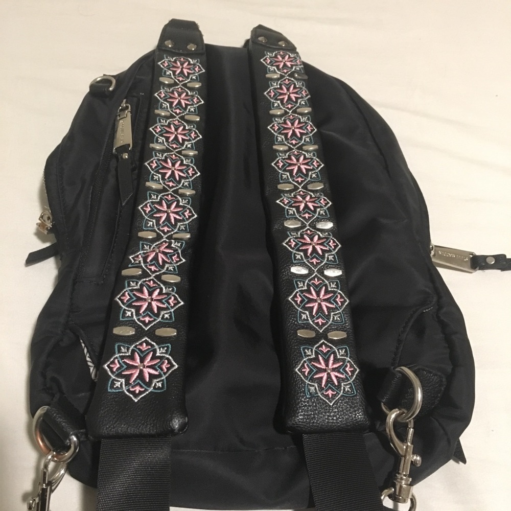 Black Steve Madden Leather Straps Backpack